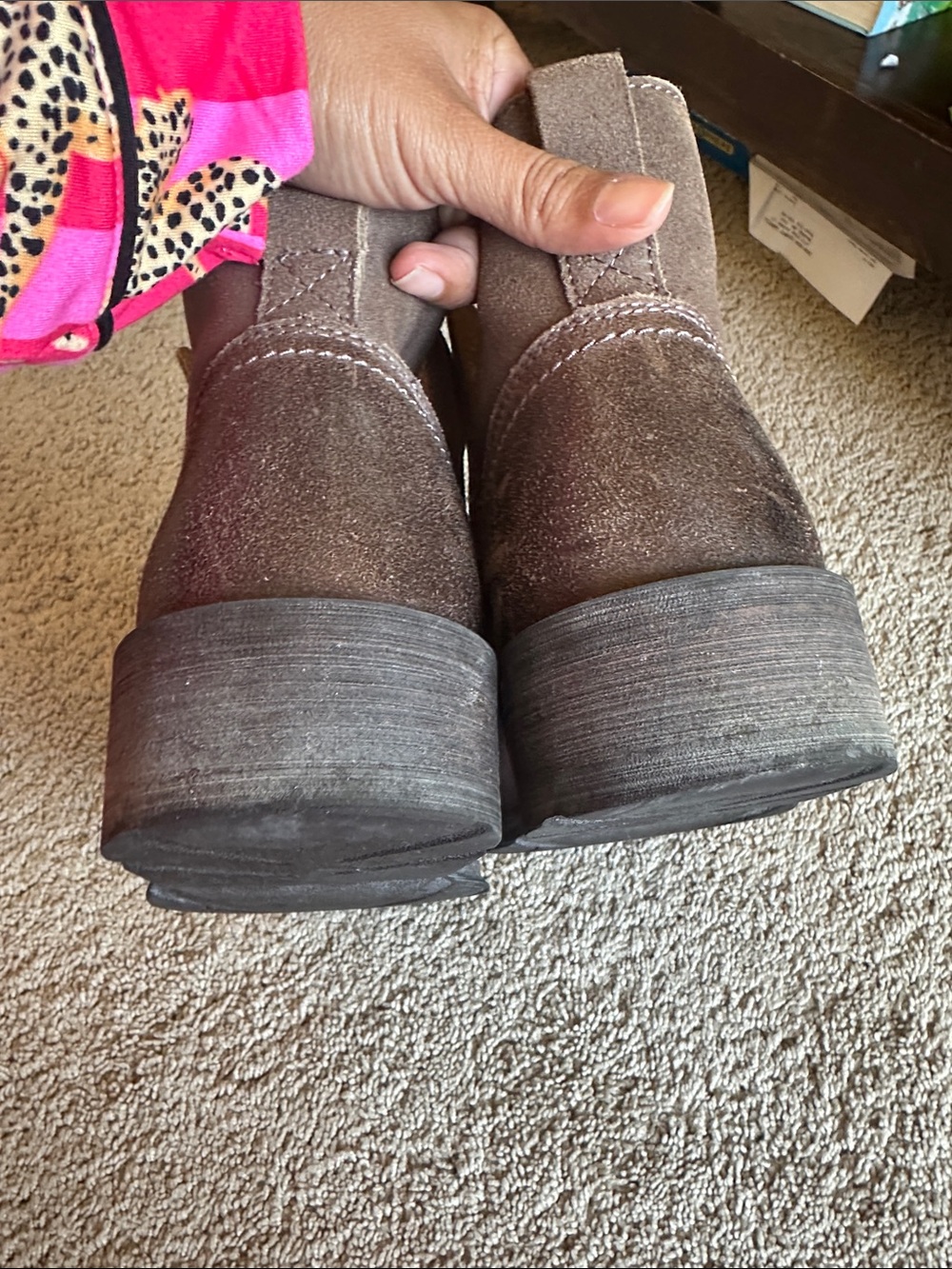 Ariat Brown Suede Western Ankle Boots - Picture 5 of 9